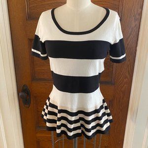 NWT The Limited Knit Peplum Top Size Small Black White Stripe